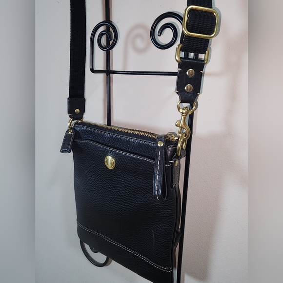 Coach Black Pebbled Leather Crossbody Purse Swing Back Y2K - Picture 3 of 15